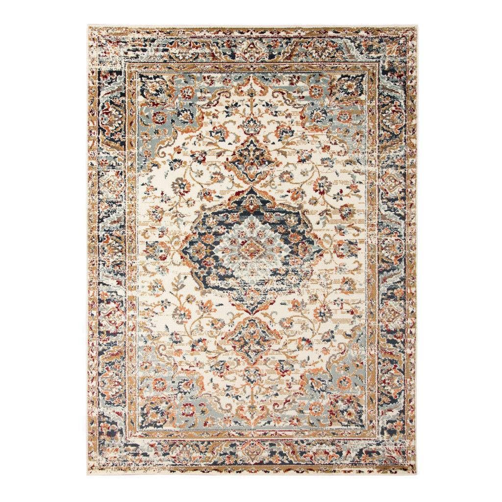 HomeRoots 531779 5 x 7 ft. Ivory Medallion Power Loom Rectangle Area Rug