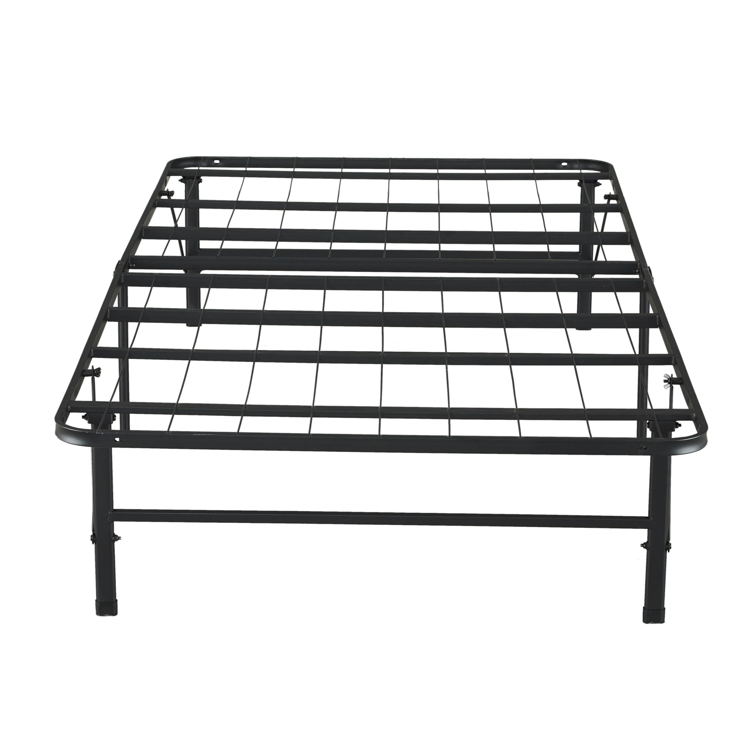 Naomi Home Tool Free Assembly 14' Twin Bed Frame Heavy Duty Foldable Bed Frame Folding Bed Frame With Steel Metal Slats Box Spring 600Lbs Capacity Platform Bed Twin Bed Frame Size, Black