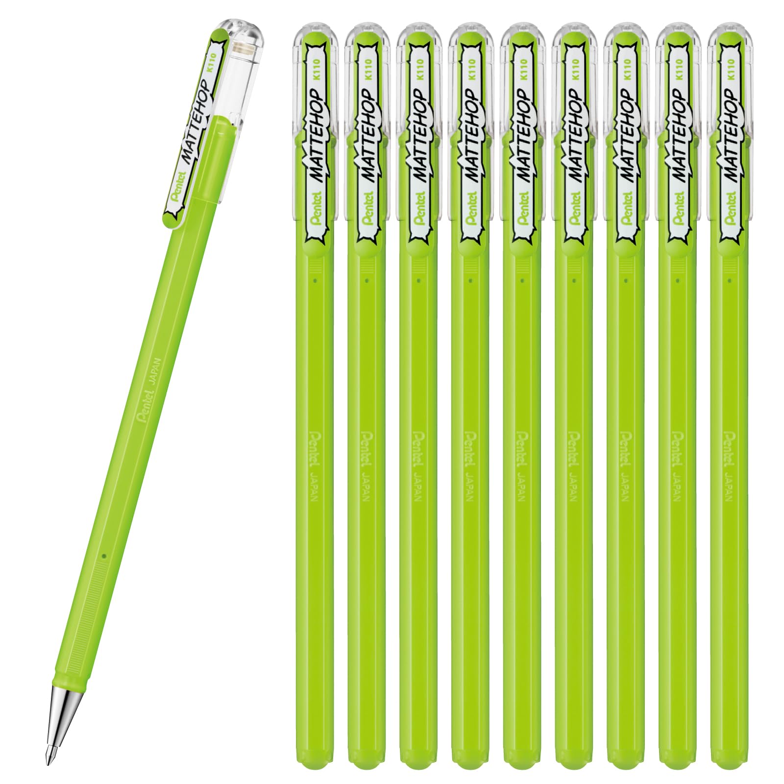 Pentel Color Ballpoint Pen Matte Hop Yellow Green 10 Pens K110-Vk