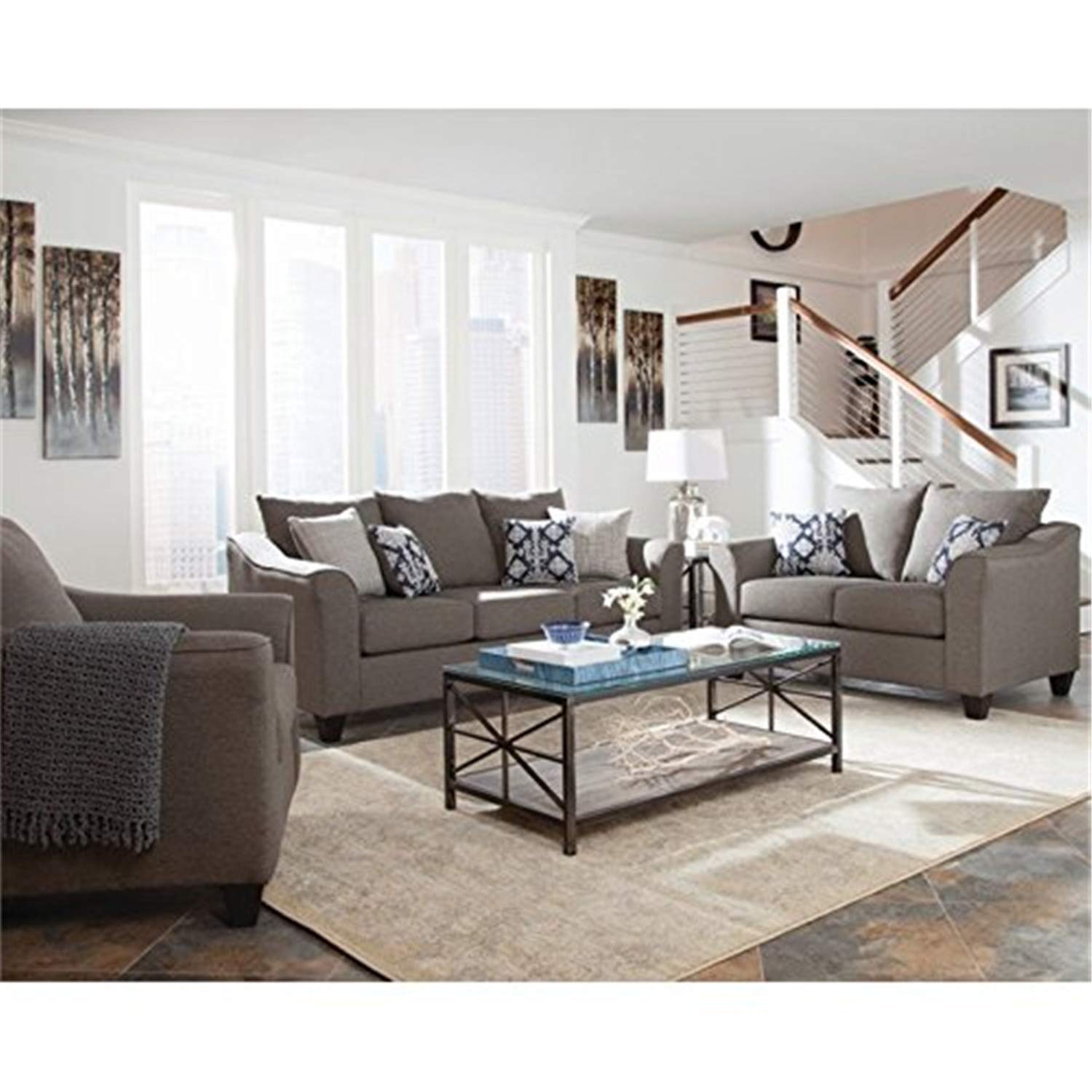 Coaster Salizar 3-Piece Sofa Set, Charcoal Grey