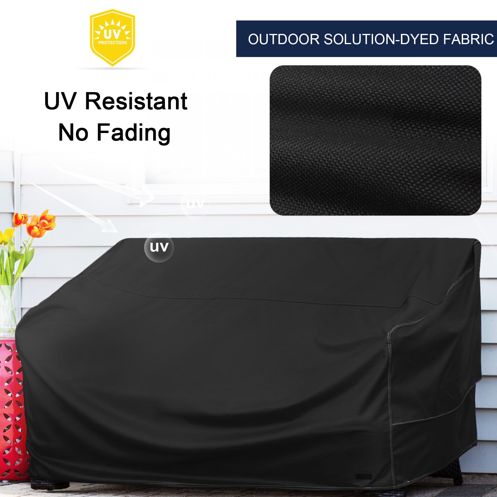 Nettypro Patio Sofa Cover Waterproof Heavy Duty Outdoor Couch Furniture 3 Seater Cover, 58' Wx 37' Dx 35' H, Black