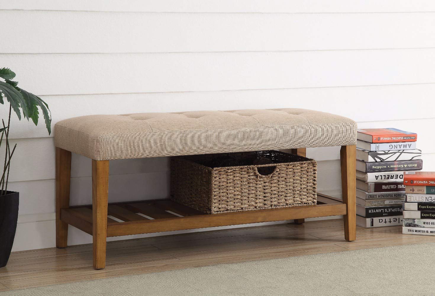 Benzara Living Room Bench Brown