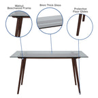 Flash Furniture Meriden 31.5' X 55' Rectangular Solid Walnut Wood Table With Clear Glass Top