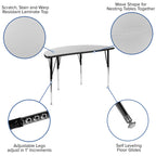 Flash Furniture 2 Piece Mobile 47.5" Circle Wave Collaborative Grey Thermal Laminate Adjustable Activity Table Set