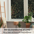 100% Light Blocking Blackout 3D Prism Privacy Window Film Room Darkening Glass Door Tint,Rainbow Effect Static Cling Heat Contro