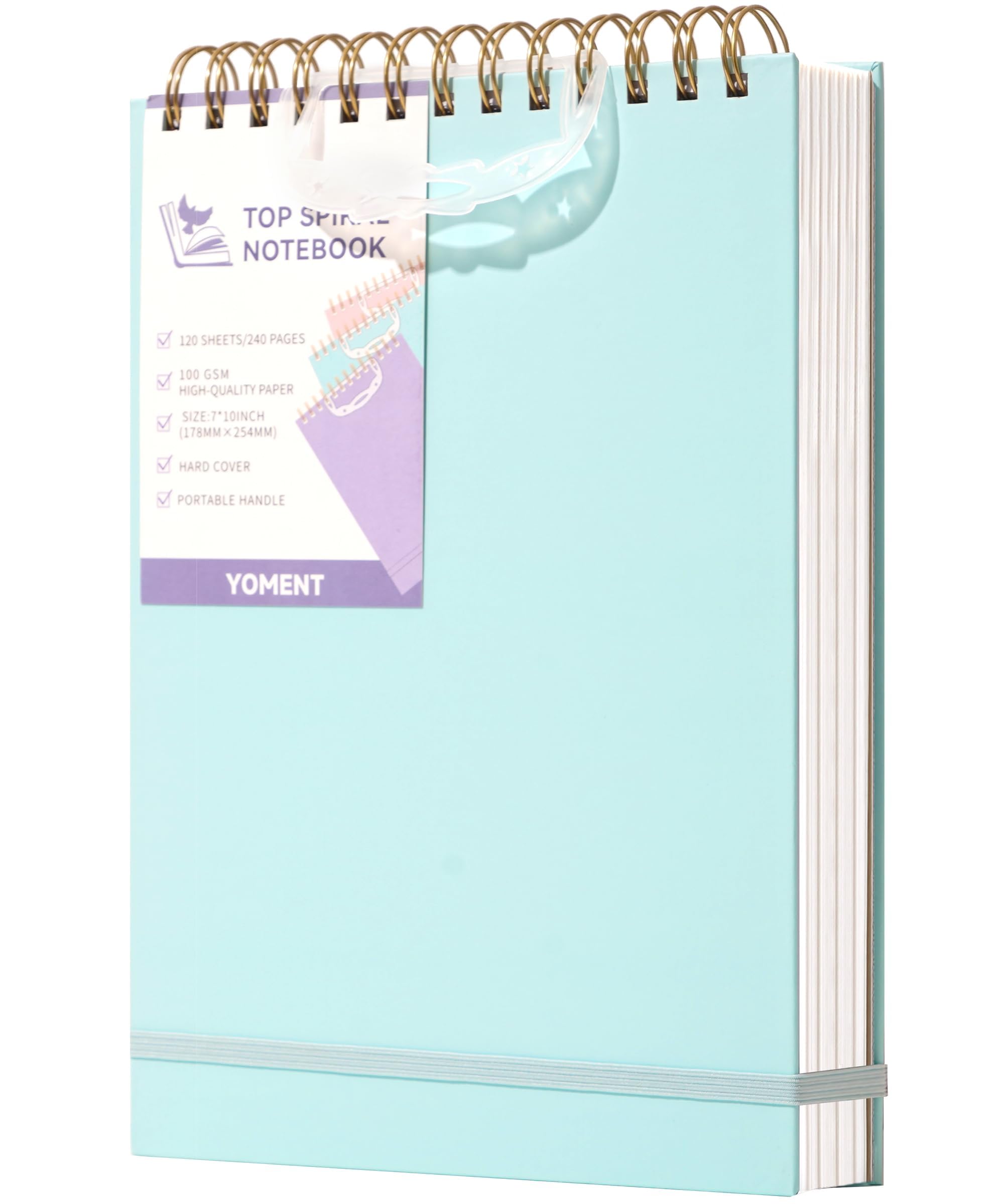 Yoment Top Spiral Notebook, Hardcover Steno Pads, 240 Pages Top Bound Spiral Notebooks, 7'X10' College Ruled Spiral Notepad Le