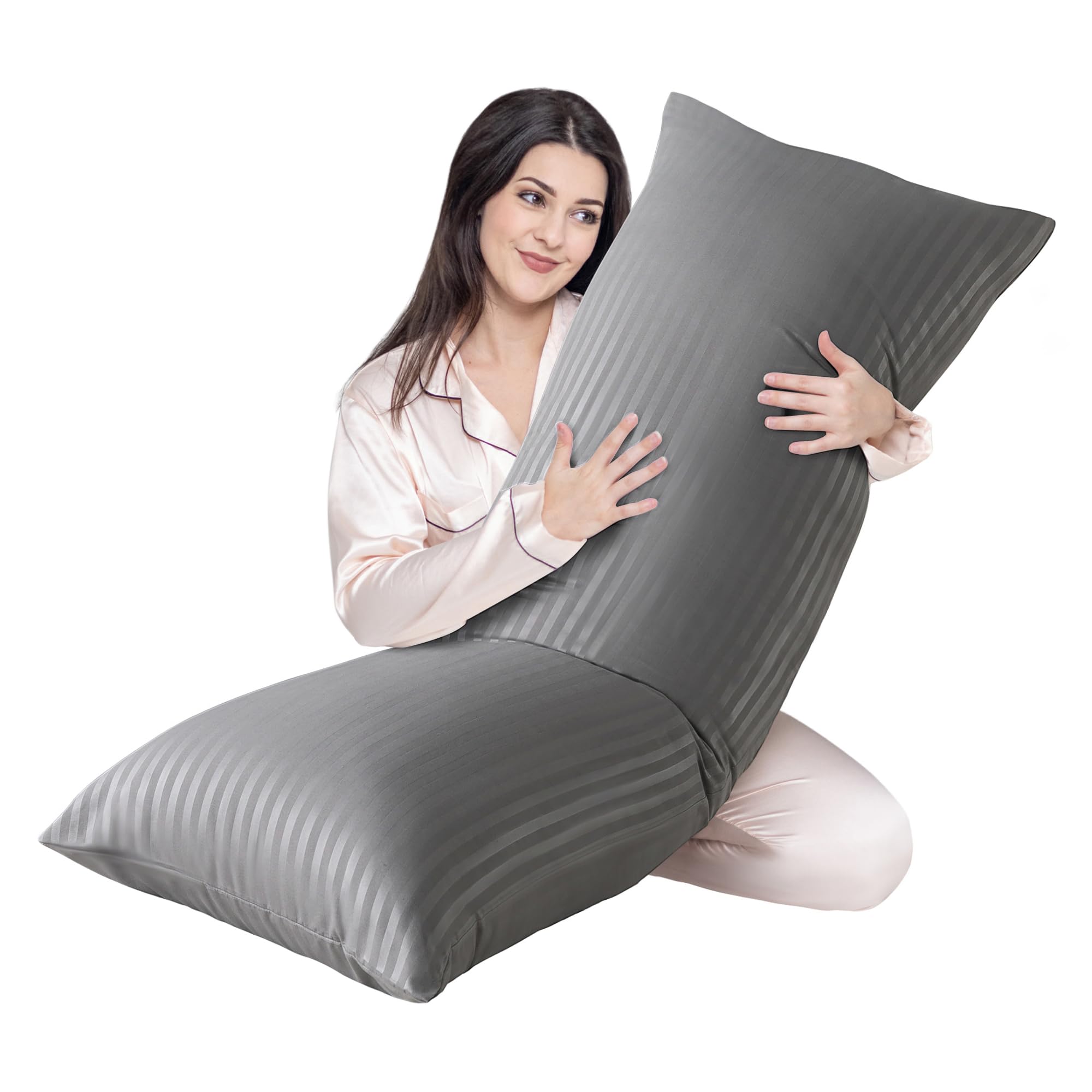 Cosybay Dark Grey Full Body Pillow Insert - Fluffy Long Bed Pillow For Adults - Firm Large Body Pillow For Side And Back Sleeper