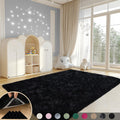 Mugorn Black Rugs for Living Room, 4x6 Feet Large Fluffy Area Rugs for Bedroom, Soft Carpet Shag Kids Rug with 4 Non-Slip Rug Pa