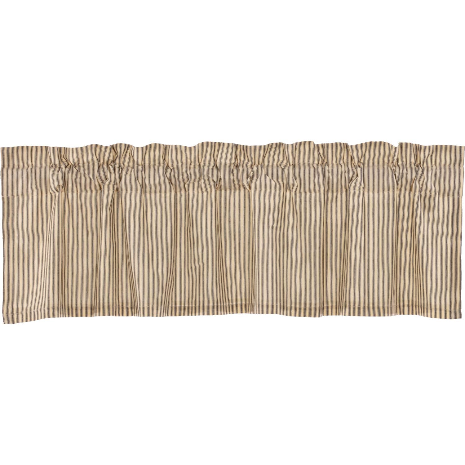 VHC Brands Sawyer Mill Charcoal Valance Curtain Cozy Farmhouse Country Cotton Striped Kitchen Drapes 16x60