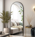 Floor Mirror, 64''x21'' Black Full Length Mirror, Arched Mirror Full Length, Freestanding Mirror, Arch Floor Length Mirror with 