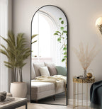 Floor Mirror, 64''x21'' Black Full Length Mirror, Arched Mirror Full Length, Freestanding Mirror, Arch Floor Length Mirror with 