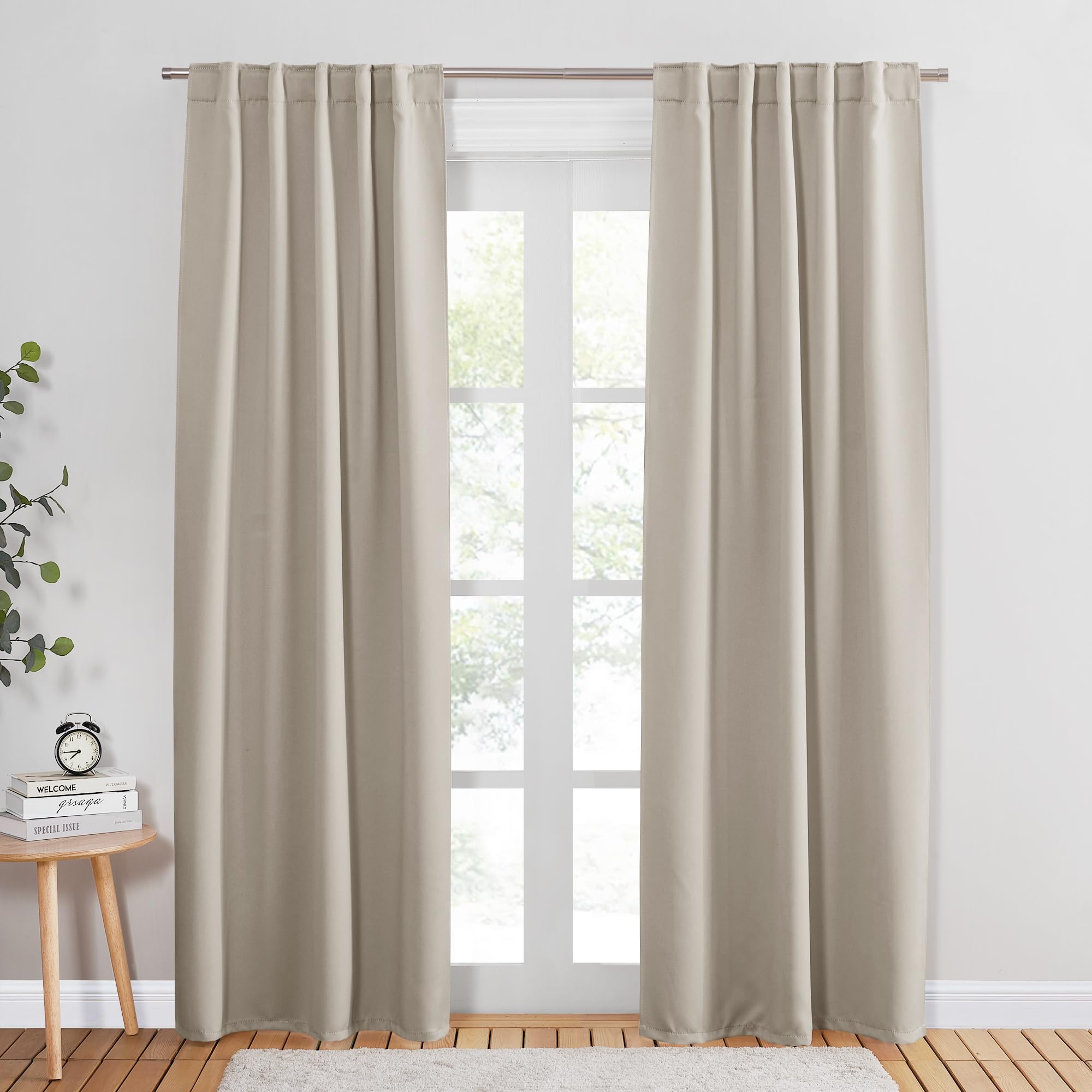 PONY DANCE Blackout Curtains, Black Blackout Curtains for Bedroom - 2 Panels, 42x84 Inch, Room Darkening Curtains for Living Roo