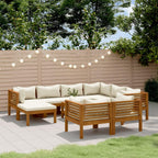 vidaXL Patio Lounge Set 10 Piece, Patio Furniture Set for Outdoor Garden, Sectional Sofa with Cushions, Corner Sofa, Retro Style, Solid Wood Acacia