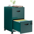SteeLoong 2 Drawer File Cabinet with Lock,Green Rolling File Cabinet for Home Office,Printer Stand, Metal Small Mobile Filing Ca