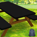 Smiry Picnic Table Cover with Bench Covers, Waterproof Elastic Fitted Polyester Tablecloths for 6 Ft Rectangle Tables, Washable 