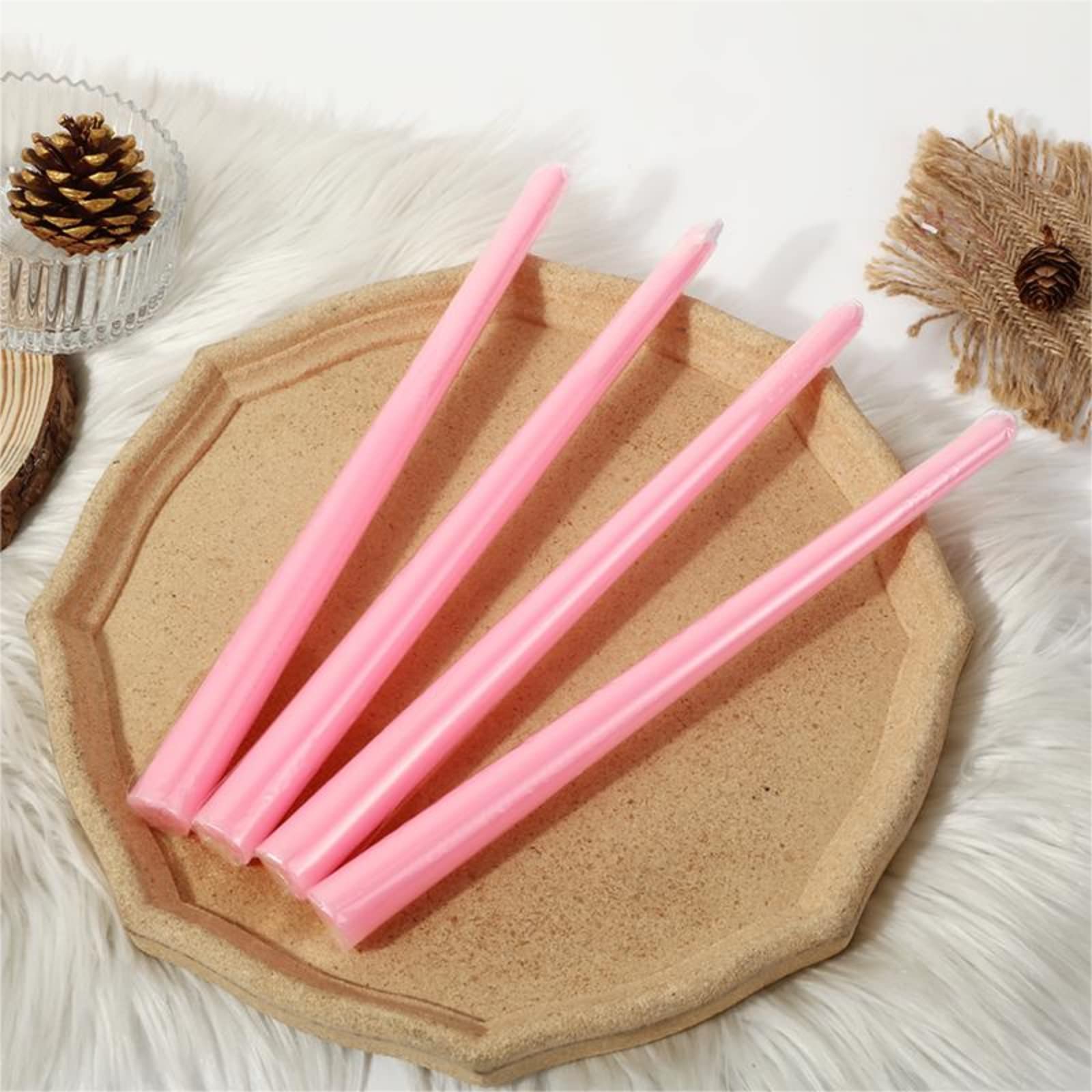 10 Inch Pink Taper Candles-Set Of 4 Tapered Candle, Tall Candlesticks,Home Dinner Candle, Party, Wedding, Halloween, Christmas C