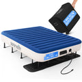 SereneLife EZ Bed Air Mattress with Frame and Rolling Case, Self-Inflating Airbed with Built in Pump for Travel and Hosting, Que