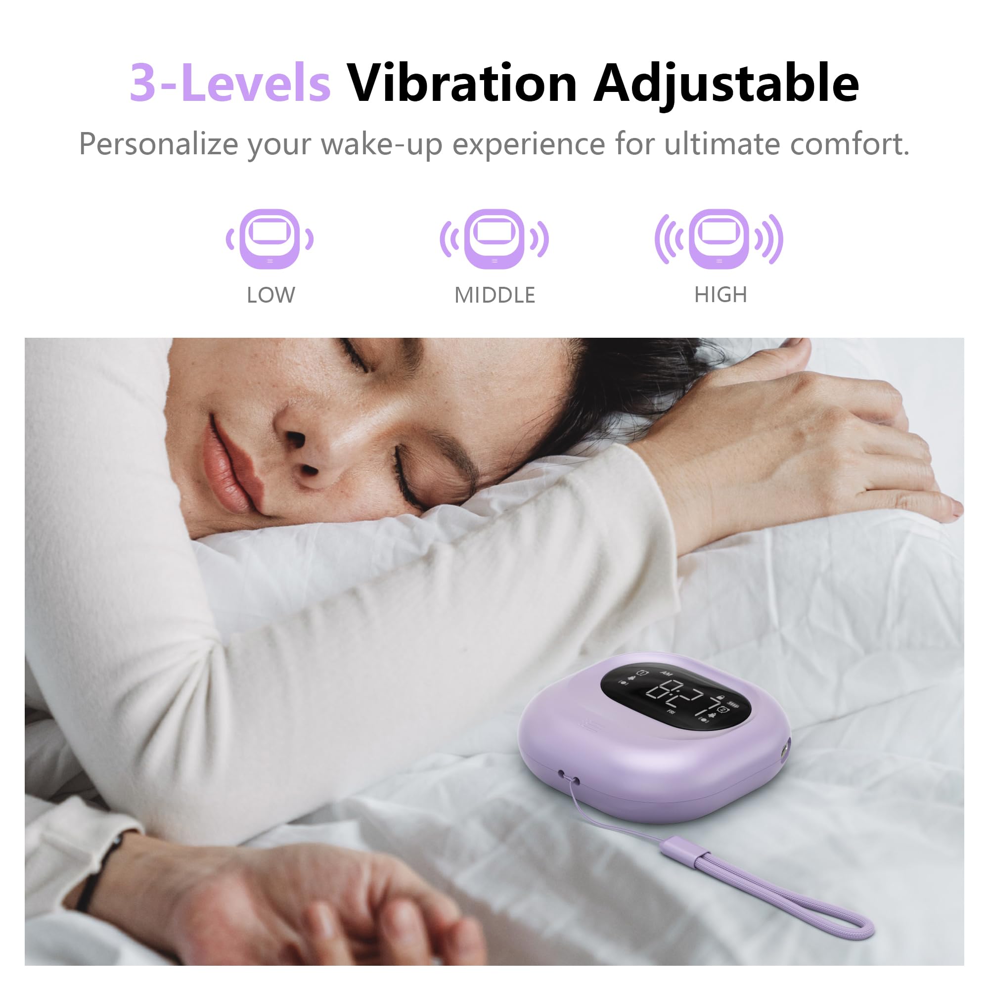 Mesqool Vibrating Alarm Clock For Heavy Sleepers, Rechargeable Battery Operated Bed Shaker Under Pillow, Cordless, Weekday/Weeke