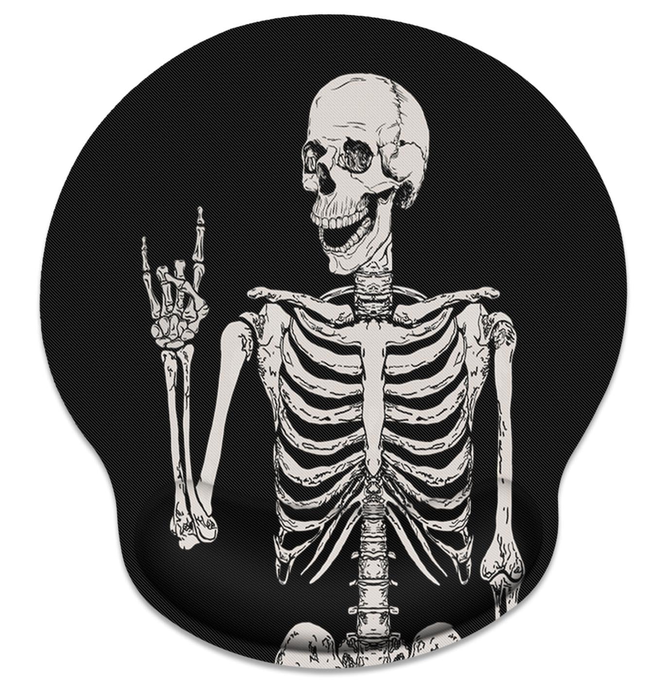 Britimes Ergonomic Mouse Pad With Wrist Support Black Human Skeleton Skull Non-Slip Rubber Base Mousepad For Home Office Gaming