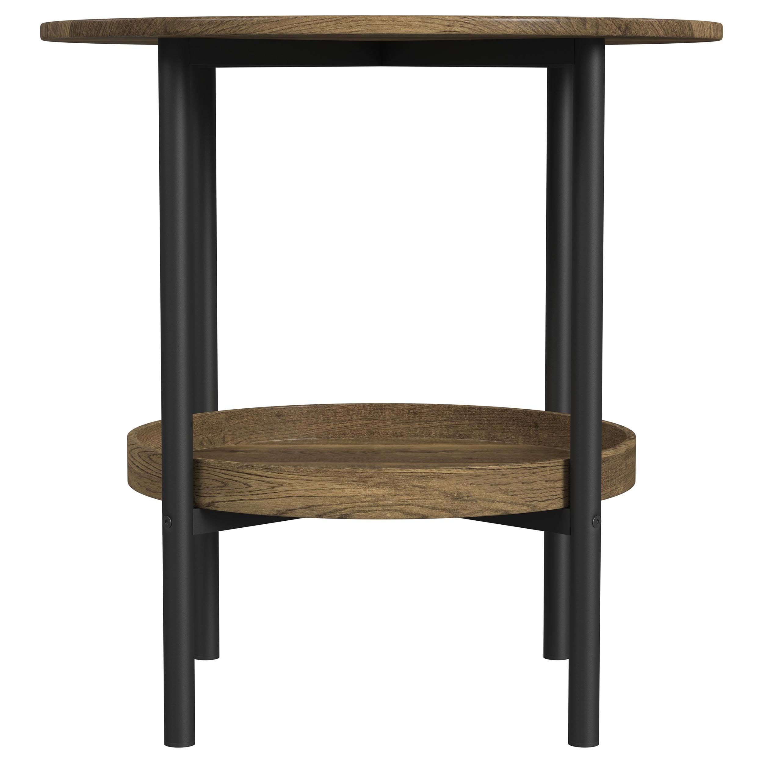 Coaster Home Furnishings Delfin Round Top End Table with Shelf Black and Brown