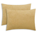 Calitime Pack Of 2 Cozy Standard Pillow Shams Cases For Bed Bedding Decoration Solid Dyed Soft Chenille 20 X 26 Inches Gold