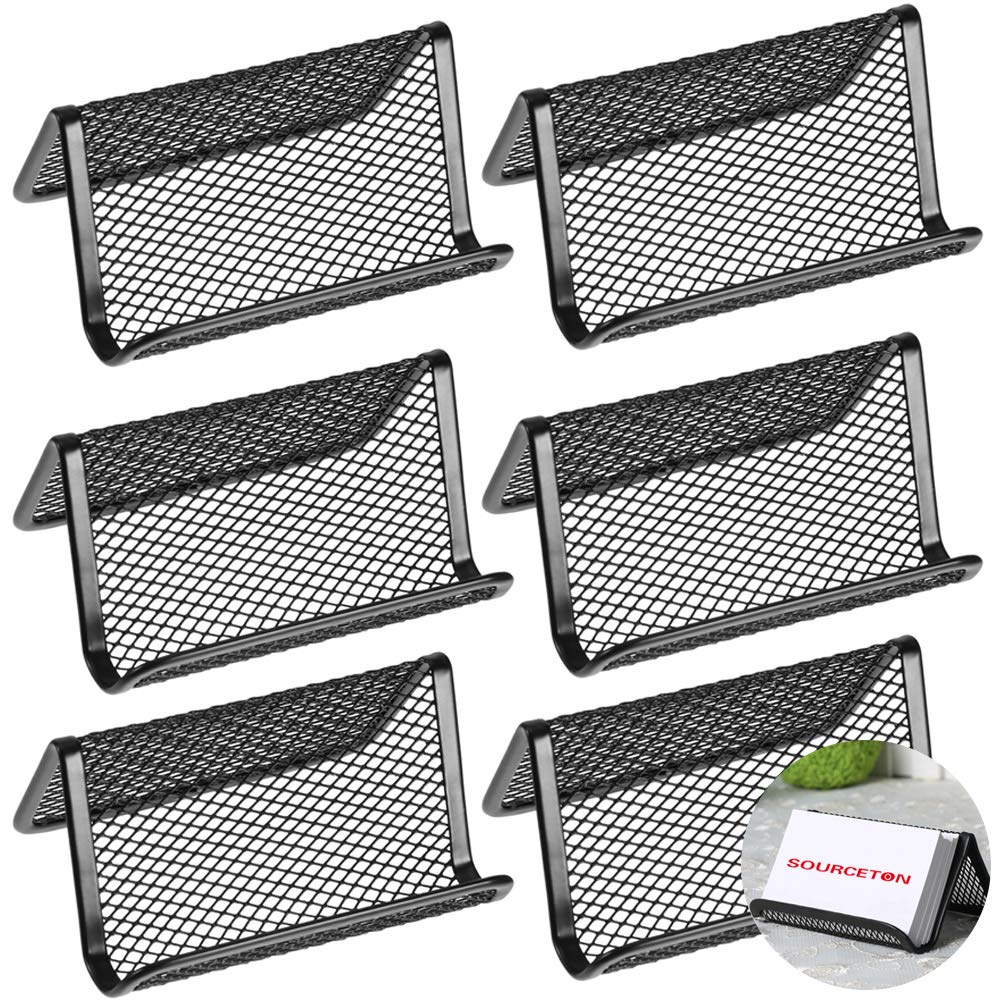 Sourceton Metal Mesh Business Card Holder, Name Card Stand For Office Business Card Display 50 Cards Organizer, 6 Packs