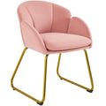 Yaheetech Flower Shape Velvet Vanity Chair, Modern Side Armchair Makeup Chair No Wheels With Golden Metal Legs For Living Room/Dressing Room/Bedroom/Home Office/Kitchen, Pink