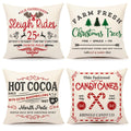 4Th Emotion Farmhouse Christmas Pillow Covers 20X20 Set Of 4 Winter Holiday Decorations Xmas Rustic Throw Cushion Case For Sofa
