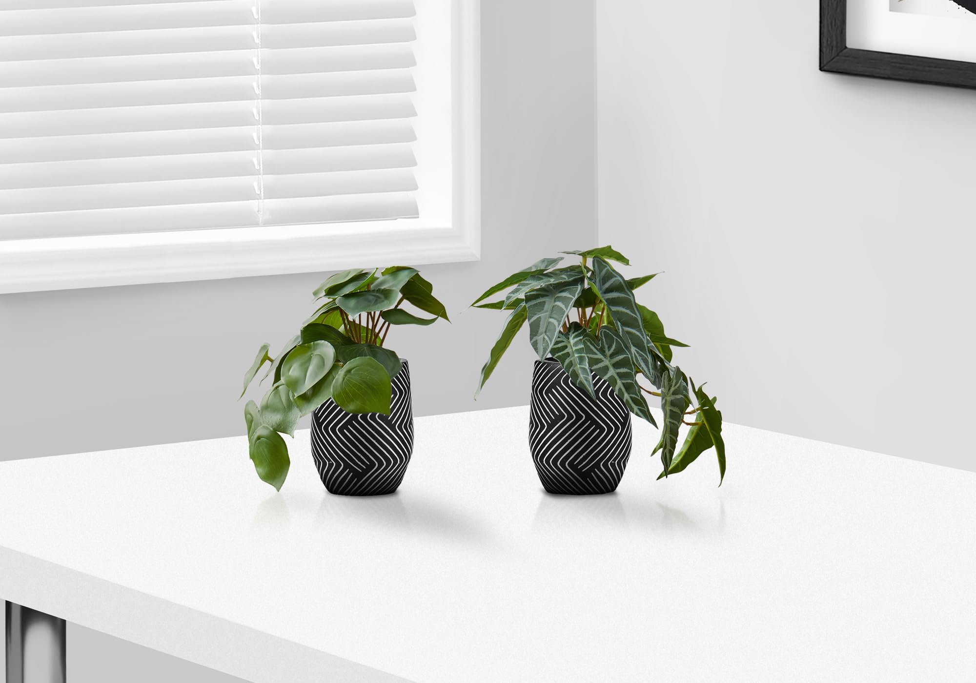 Monarch Specialties I 9559 Artificial Plant, 8' Tall, Alocasia, Set of 2, Decorative, Green Leaves
