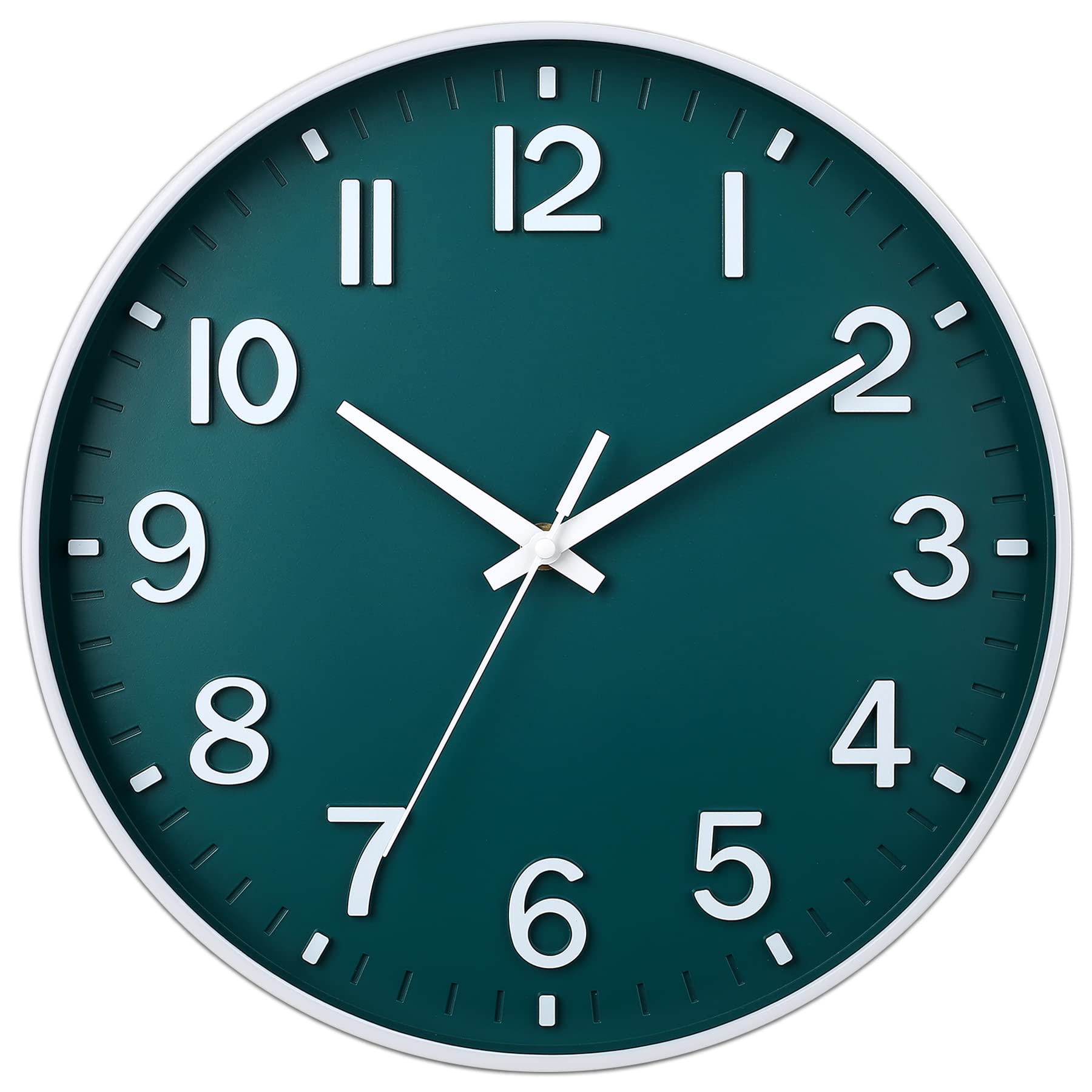 HZDHCLH Green Wall Clocks Battery Operated,12 inch Silent Non Ticking Modern Wall Clock for Living Room Bedroom Kitchen Office C