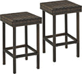 Crosley Furniture Palm Harbor Wicker Counter Height Outdoor Bar Stools, Set Of 2, For Backyard, Patio, Deck, Brown
