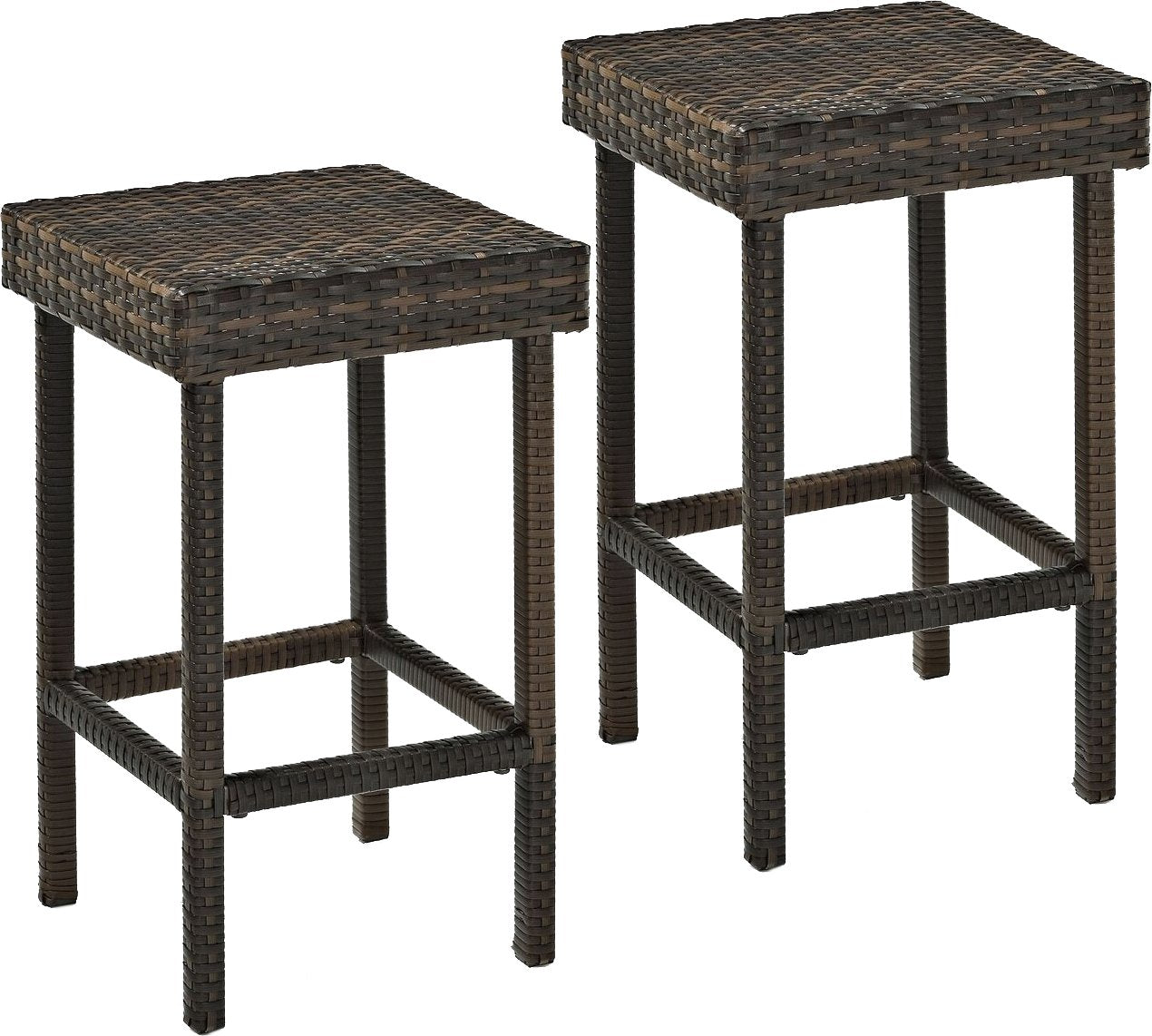 Crosley Furniture Palm Harbor Wicker Counter Height Outdoor Bar Stools, Set Of 2, For Backyard, Patio, Deck, Brown