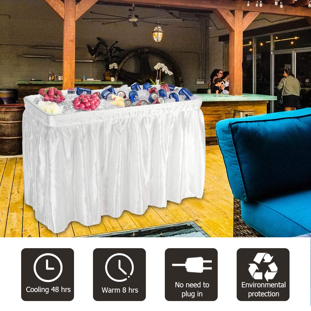 Vingli 4 Foot Party Ice Cooler Folding Table, Portable Tailgate Camp Fishing Cleaning, Plastic With Matching Skirt, Ice Table For Party, Bbq, Camping, Picnic