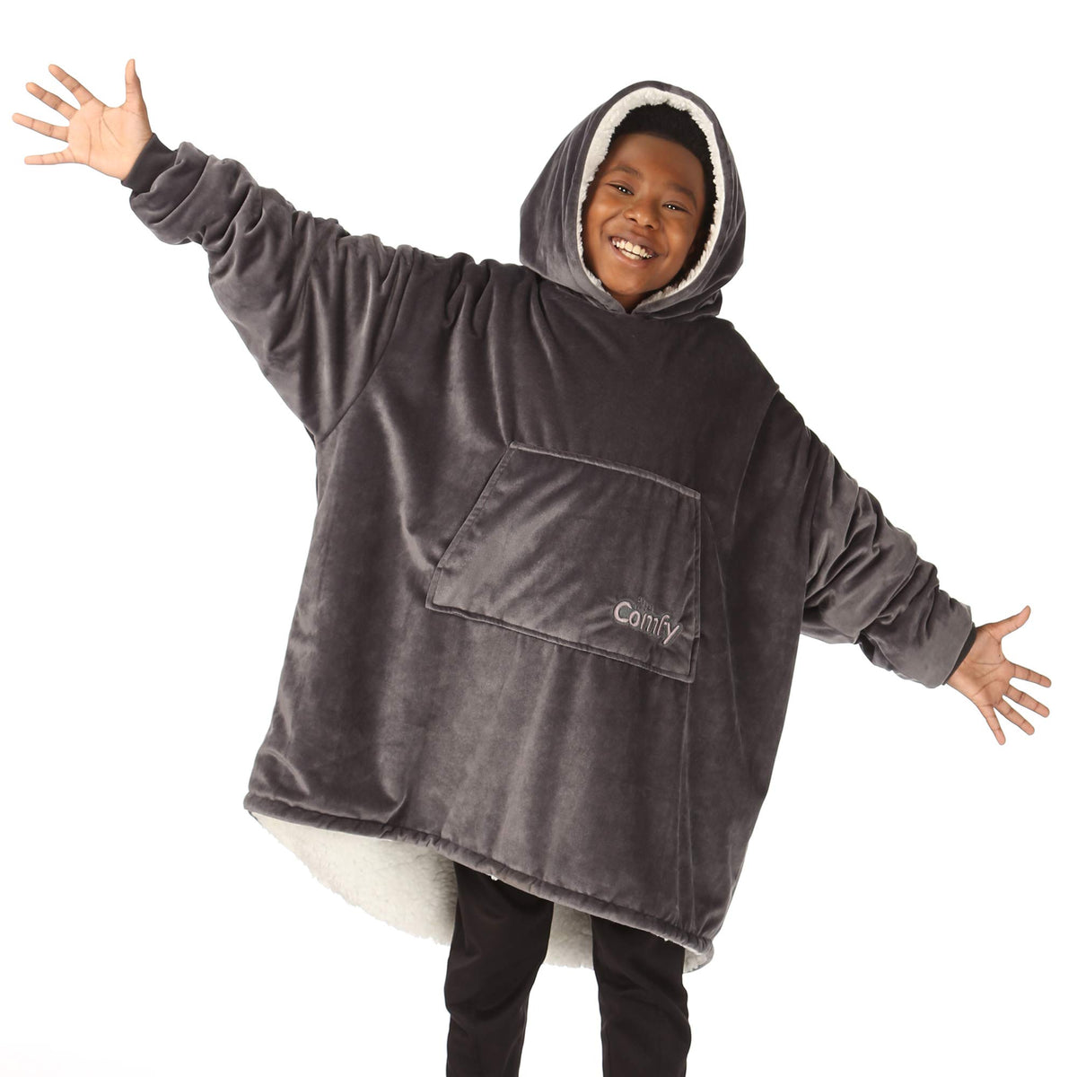 The Comfy Jr | The Original Oversized Microfiber & Sherpa Wearable Blanket For Kids, Seen On Shark Tank, One Size Fits All (Char