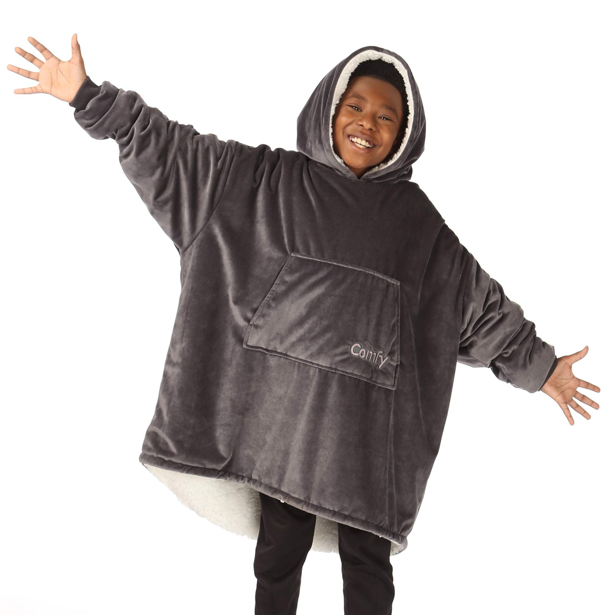 The Comfy Jr | The Original Oversized Microfiber & Sherpa Wearable Blanket For Kids, Seen On Shark Tank, One Size Fits All (Char