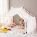 Mengersi Bed Canopy House Canopy Bed Curtains with Lights for Girls Boys,Voile Sheer Window Scarf,Fit for House Metal Floor Twin