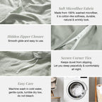 Mildly Super Soft Duvet Cover - 100% Washed Microfiber October Mist Sage Comforter Cover Set 3 Pieces With Zipper Closure & Corn