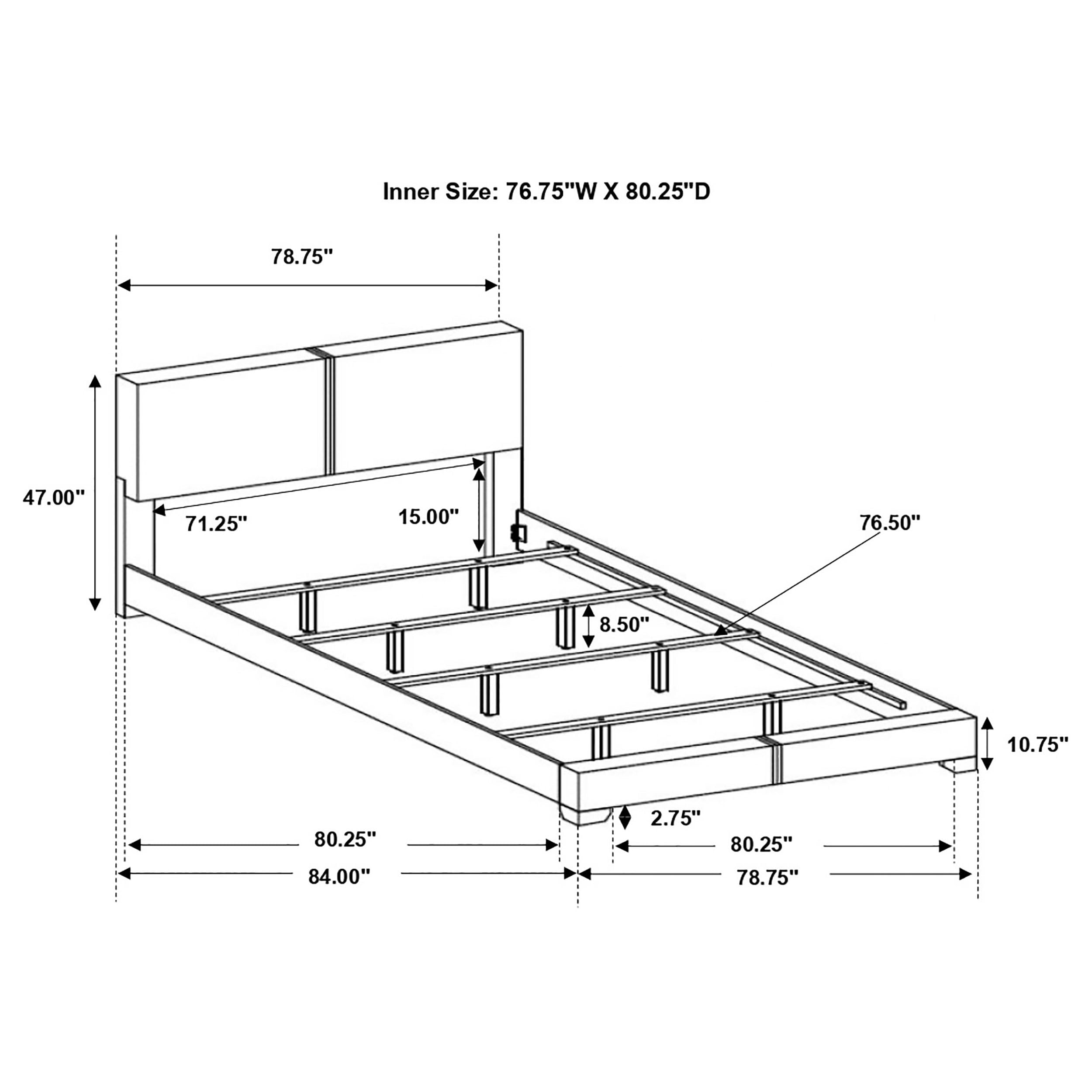 Coaster Home Furnishings Conner Transitional Leatherette Upholstered Eastern King Size Panel Bed Frame 47-inch Headboard Black 300260KE