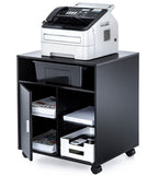 Fitueyes Printer Stand With Storage Adjustable Shelves, Wood Mobile Cart With Door, Rolling File Cabinet On Wheels For Home Offi