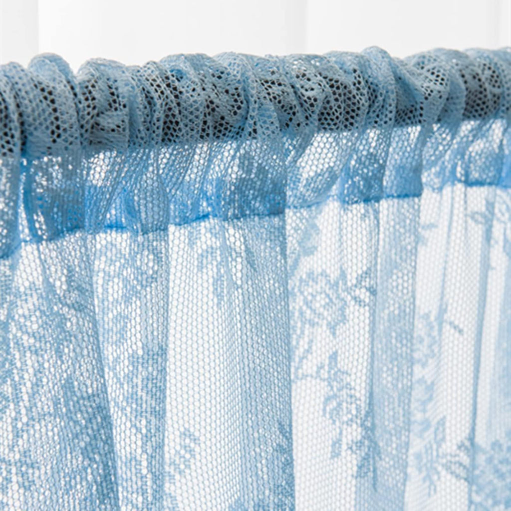 Deeprove Blue Lace Sheer Curtains 96 Inches Long 2 Panels Set, Rose Florals Embroidery Privacy Window Treatment Pair Drapes Fors