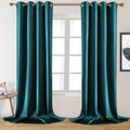 HOMEIDEAS 2 Panels Faux Silk Curtains Teal Blackout Curtains for Bedroom 52 X 108 Inch Room Darkening Satin Drapes/Curtains, The