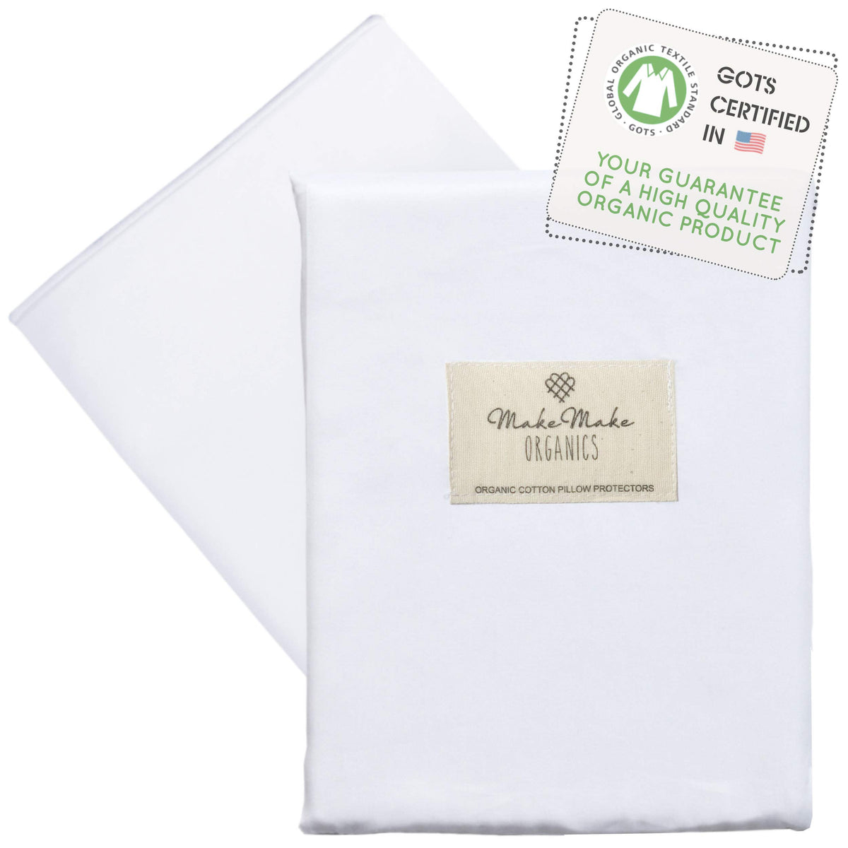 Makemake Organics Organic Pillow Protector (Set Of 2) Gots Certified Organic Cotton Pillow Protectors Natural Breathable Barrier