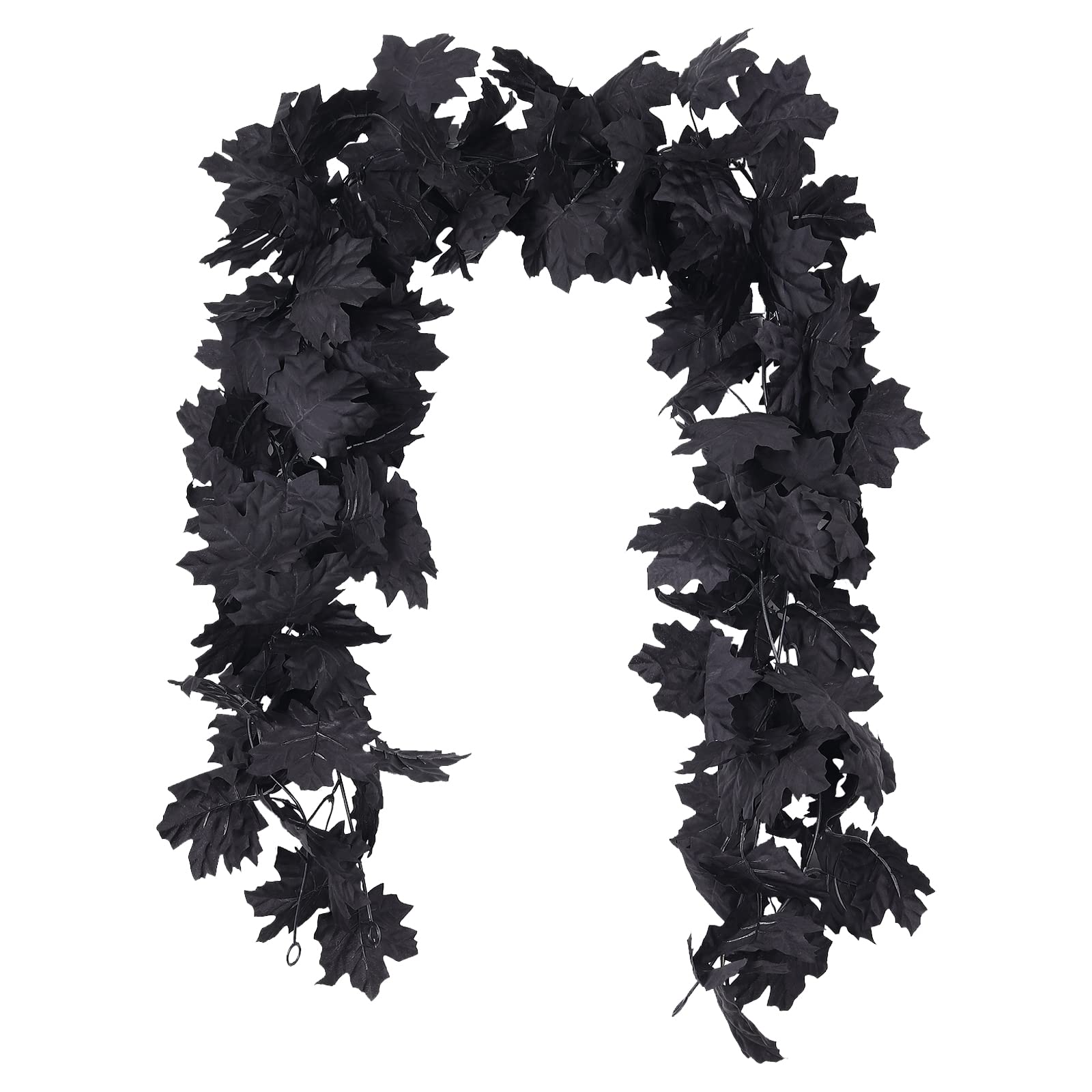 Fall Decor Black Garland, Black Decorations Halloween Garland, Fall Wall Hanging Maple Leaves, Artificial Black Maple Leaf Vine,