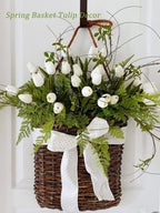 Beferr White Tulips Artificial Flowers 18Pcs Faux Tulip Real Touch Tulip Fake Flowers Bouquets Arrangements For Easter Spring Fl
