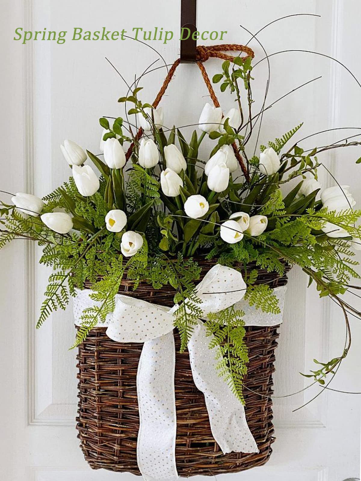 Beferr White Tulips Artificial Flowers 18Pcs Faux Tulip Real Touch Tulip Fake Flowers Bouquets Arrangements For Easter Spring Fl