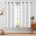 Jinchan Linen Fabric Curtain Room Darkening Window Treatment For Bedroom 72 Inch Long Thermal Insulated Living Room Curtain White 1 Panel