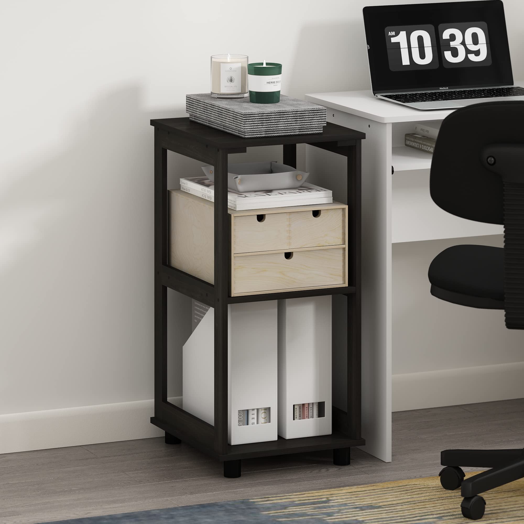 Furinno Romain 2-Tier Tall End Table, Espresso