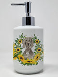 Caroline's Treasures CK2958SOAP Spinone Italiano in Sunflowers Ceramic Soap Dispenser Hand Soap Dispenser Pump Bottles for Bathr