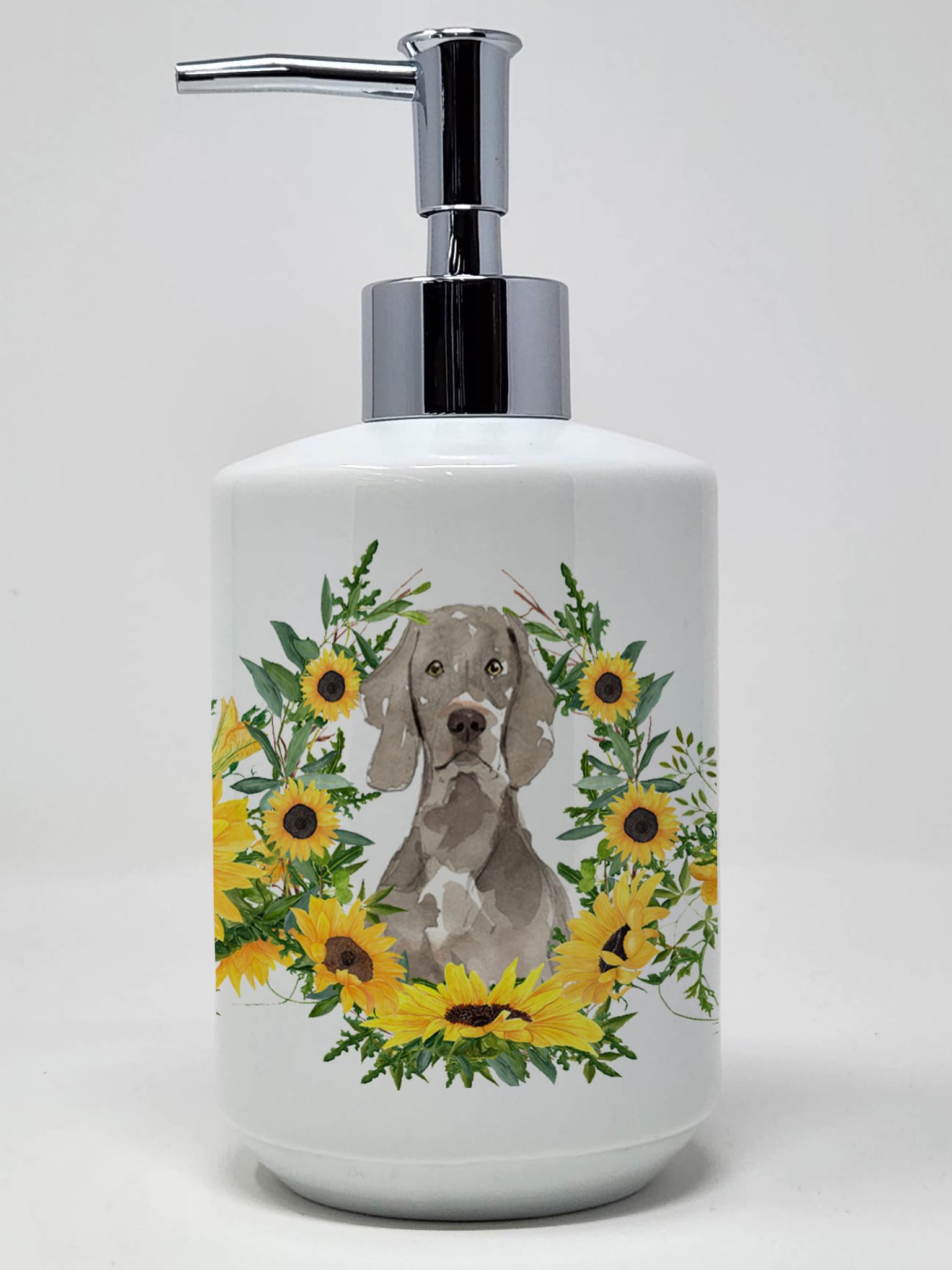 Caroline's Treasures CK2958SOAP Spinone Italiano in Sunflowers Ceramic Soap Dispenser Hand Soap Dispenser Pump Bottles for Bathr