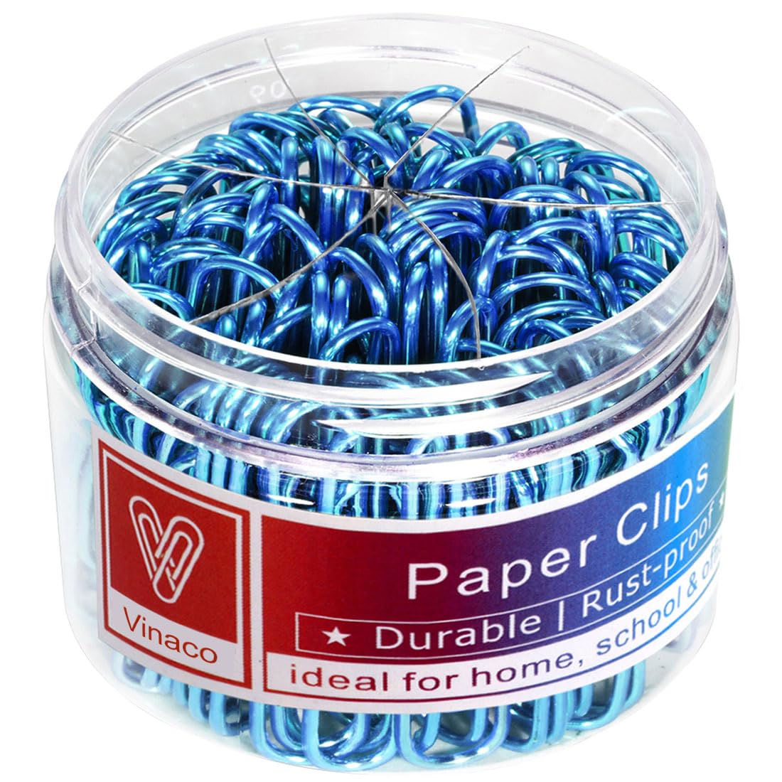 Vinaco Blue Paper Clips, 400Pcs Medium And Jumbo(1.3 Inch & 2 Inch)Paper Clips, Durable And Rustproof, Coated Large Paper Clips